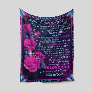 To Our Daughter Blanket, Rose Blanket, Butterfly Blanket, Family Blanket, Custom Name Blanket, Gift Blanket