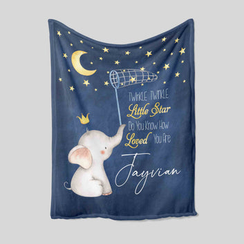 Custom Baby Blanket, Little Star Blanket, Elephant Blanket, Moon Blanket, Gift Blanket, Blanket For Baby