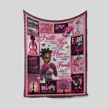 Faith Love Hope Family Blanket, Black Girl Blanket, Cancer Blanket, Butterfly Blanket, Family Blanket, Gift Blanket