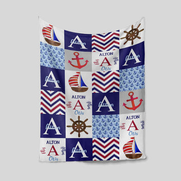 Personalized Name Blanket, Baby Blanket, Anchor Blanket, Boat Blanket, Family Blanket, Gift Blanket