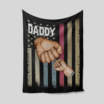 Daddy Blanket, Grasp Blanket, American Flag Blanket, Family Blanket, Custom Name Blanket, Gift Blanket