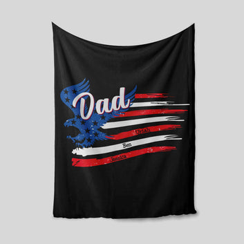 Dad Blanket, Eagle Blanket, American Flag Blanket, Custom Name Blanket, Gift Blanket