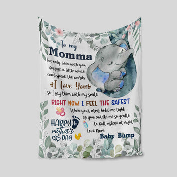 To My Momma Blanket, Happy Mother’s Day Blanket, Elephant Blanket, Blanket Flower Leaves, Custom Name Blanket