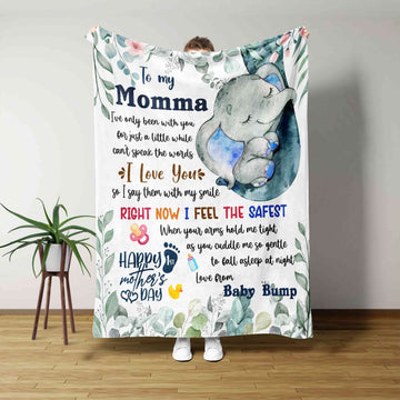 To My Momma Blanket, Happy Mother’s Day Blanket, Elephant Blanket, Blanket Flower Leaves, Custom Name Blanket