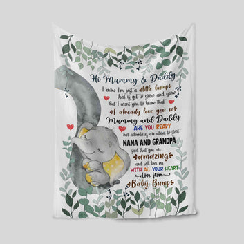 Hi Mummy And Daddy Blanket, Elephant Blanket, Blanket Flower Leaves, Heart Blanket, Custom Name Blanket