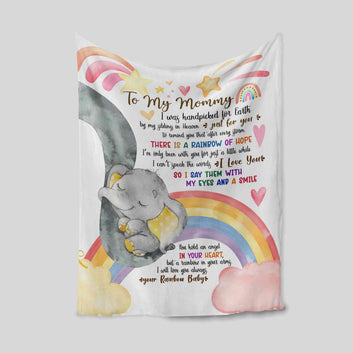 To My Mommy Blanket, Elephant Blanket, Rainbow Blanket, Heart Blanket, Custom Name Blanket, Gift Blanket