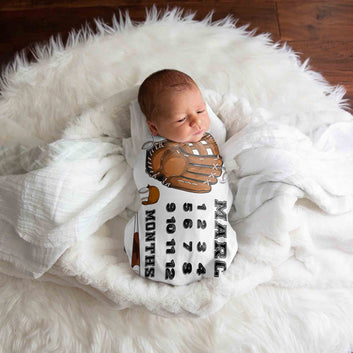 Custom Baby Blanket, Baseball Blanket, Softball Blanket, Month Blanket, Baby Blanket, Milestone Blanket, Gift Blanket