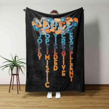 Blanket Name Meaning, Name Blankets, Flower Blanket, Custom Name Blanket, Family Blanket, Gift Blanket