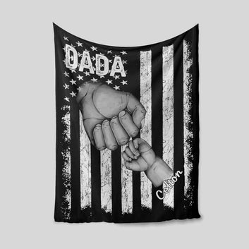 Dada Blanket, Grasp Blanket, American Flag Blanket, Family Blanket, Custom Name Blanket, Gift Blanket