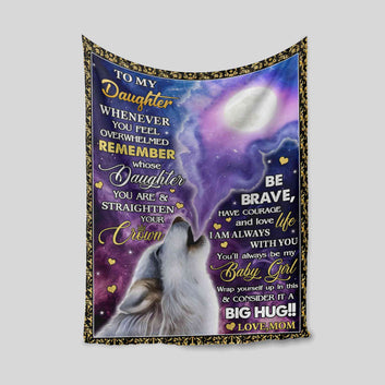 To My Daughter Blanket, Wolf Blanket, Heart Blanket, Custom Name Blanket, Family Blanket, Gift Blanket