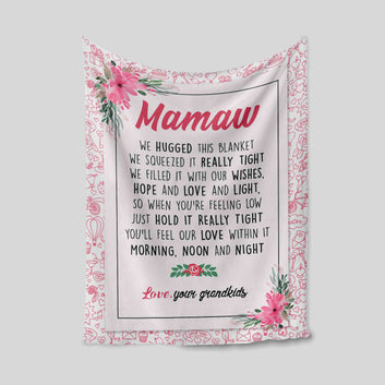 Personalized Name Blanket, Mamaw Blanket, Flower Blanket, Family Blanket, Gift Blanket