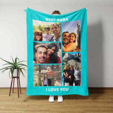 Best Baba Blanket, Dad Blanket, Personalized Image Blanket, Personalized Name Blanket, Family Blanket, Gift Blanket