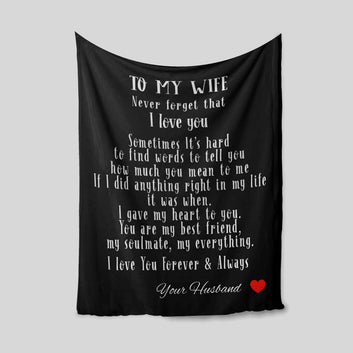 To My Wife Blanket, Never Forget That Blanket, Heart Blanket, Custom Name Blanket, Family Blanket, Gift Blanket