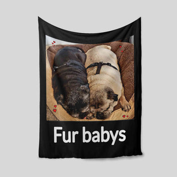 Fur Babys Blanket, Pet Blanket, Pug Blanket, Heart Blanket, Custom Name Blanket, Gift Blanket