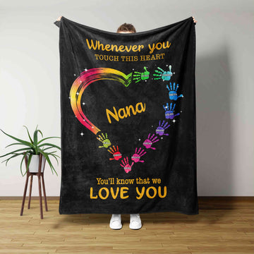 Whenever You Touch This Heart Blanket, Heart Blanket, Colorful Blanket, Hand Blanket, Custom Name Blanket, Gift Blanket