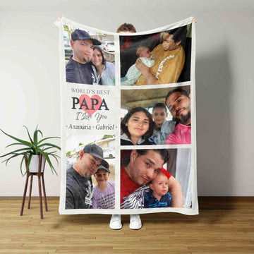 World's Best Papa Blanket, Personalized Image Blanket, Personalized Name Blanket, Family Blanket, Gift Blanket