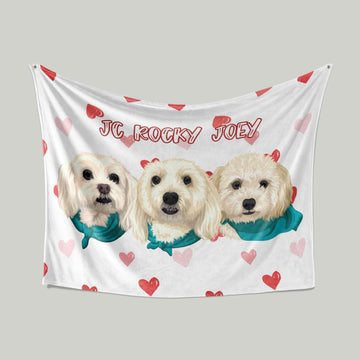 Personalized Name Blanket, Dog Blanket, Maltese Blanket, Pet Blanket, Heart Blanket, Custom Pet Blanket, Gift Blanket