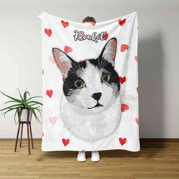 Personalized Name Blanket, Cat Blanket, Cat Throw Blanket, Pet Blanket, Heart Blanket, Custom Pet Blanket, Blanket For Cat, Gift Blanket