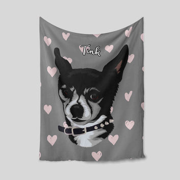 Personalized Name Blanket, Dog Blanket, Chihuahua Blanket, Pet Blanket, Heart Blanket, Custom Pet Blanket
