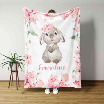 Custom Baby Blanket, Bunny Blanket, Flower Blanket, Blanket For Baby, Family Blanket, Gift Blanket