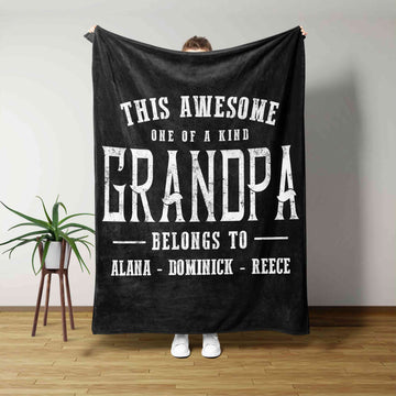 This Awesome One Of Kind Blanket, Grandpa Blanket, Custom Name Blanket, Family Blanket, Gift Blanket