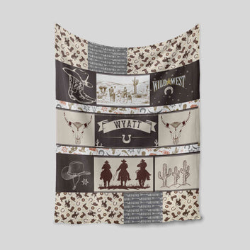 Personalized Name Blanket, Wild West Blanket, Cowboy Blanket, Family Blanket, Gift Blanket