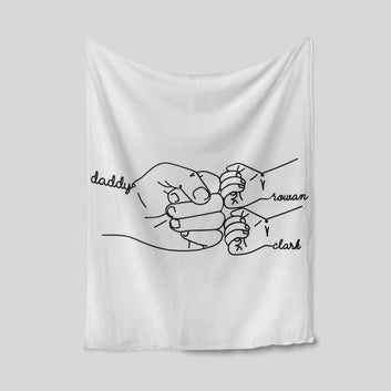 Daddy Blanket, Grasp Blanket, Hand Blanket, Family Blanket, Custom Name Blanket, Gift Blanket