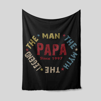 Papa Blanket, The Man The Myth The Legend Blanket, Star Blanket, Custom Name Blanket, Family Blanket, Gift Blanket
