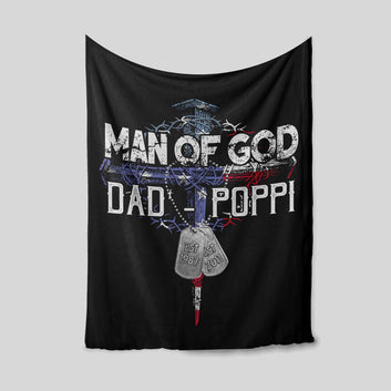 Man Of God Blanket, Dad Blanket, Cross Blanket, Custom Name Blanket, Family Blanket, Gift Blanket