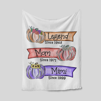 Mom Blanket, Mimi Blanket, Pumpkin Blanket, Flower Blanket, Custom Name Blanket, Family Blanket, Gift Blanket