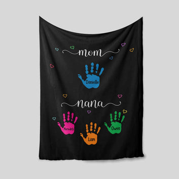 Mom Blanket, Nana Blanket, Heart Blanket, Hand Blanket, Custom Name Blanket, Family Blanket