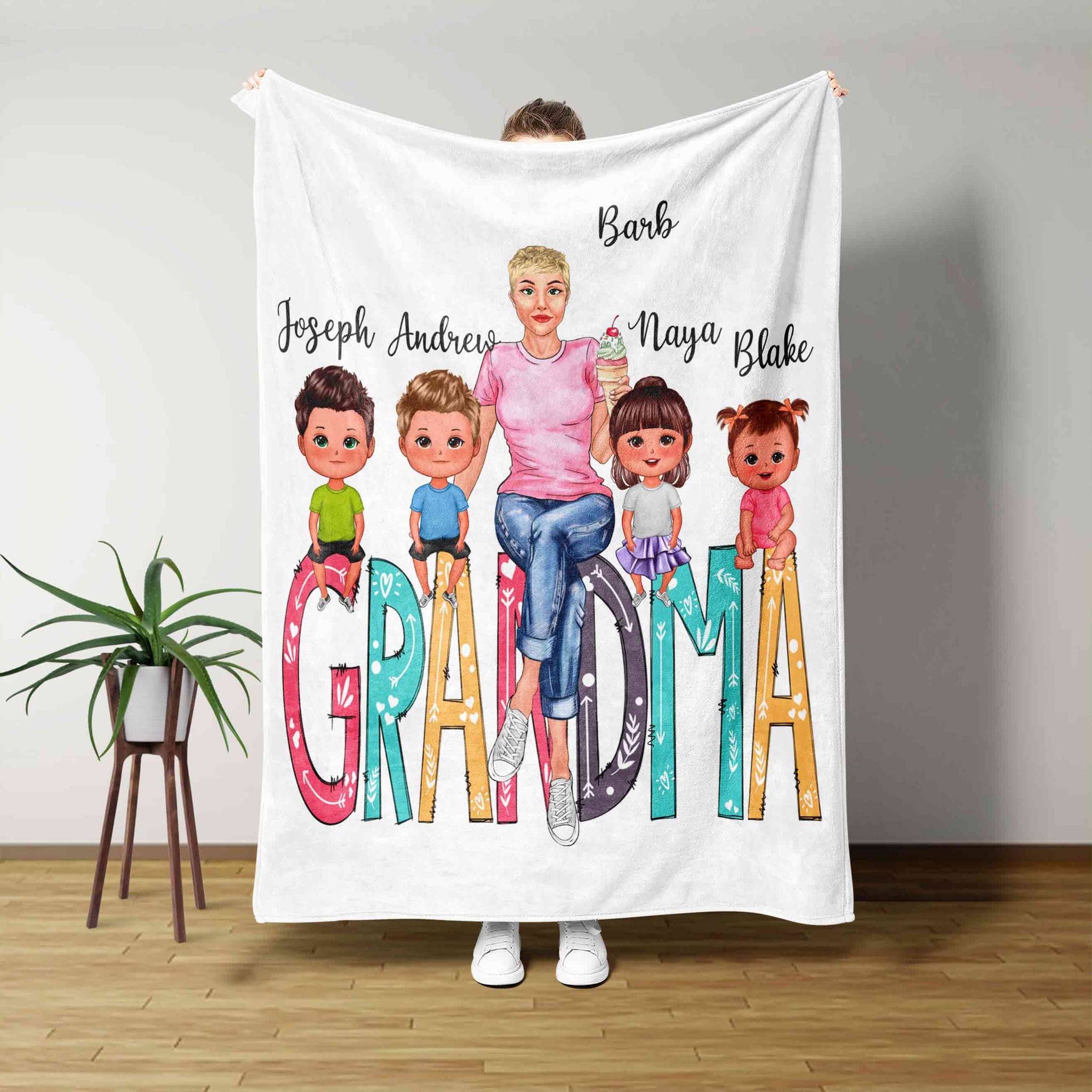 Personalized Name Blanket, Grandma Blanket, Grandkids Blanket, Kids Blanket, Family Blanket, Gift Blanket