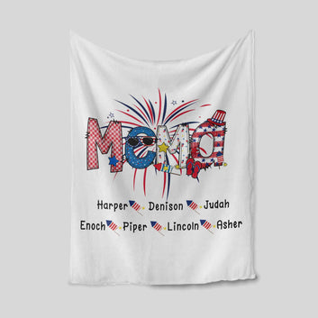 Personalized Name Blanket, Mema Blanket, Firecracker Blanket, Star Blanket, Family Blanket, Gift Blanket