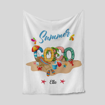 Summer Blanket, Coco Blanket, Sand Blanket, Starfish Blanket, Custom Name Blanket, Gift Blanket