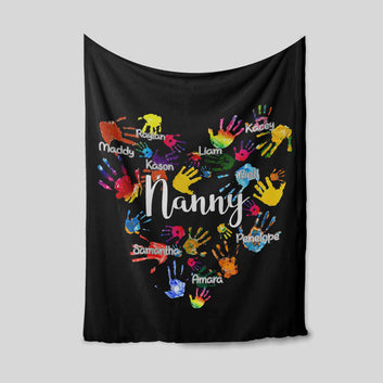 Nanny Blanket, Hand Blanket, Colorful Blanket, Custom Name Blanket, Family Blanket, Gift Blanket