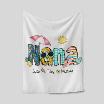 Nana Blanket, Summer Blanket, Sun Blanket, Pineapple Blanket, Custom Name Blanket, Family Blanket, Gift Blanket