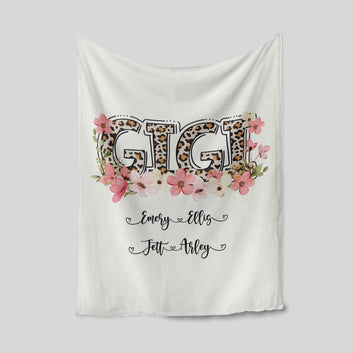 Personalized Name Blanket, Gigi Blanket, Flower Blanket, Custom Name Blanket, Family Blanket, Gift Blanket