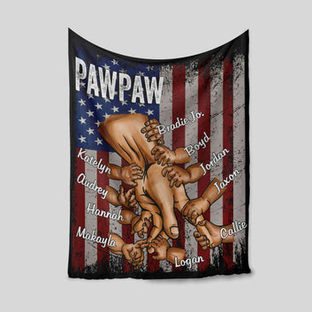 Pawpaw Blanket, Holding Of Hand Blanket, American Flag Blanket, Family Blanket, Custom Name Blanket, Gift Blanket