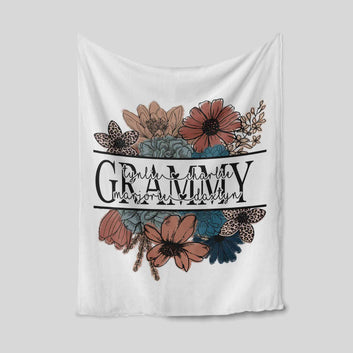 Personalized Name Blanket, Grammy Blanket, Flower Blanket, Family Blanket, Gift Blanket