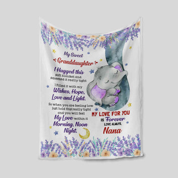 My Sweet Granddaughter Blanket, Elephant Blanket, Flower Blanket, Star Blanket, Custom Name Blanket, Blanket For Baby