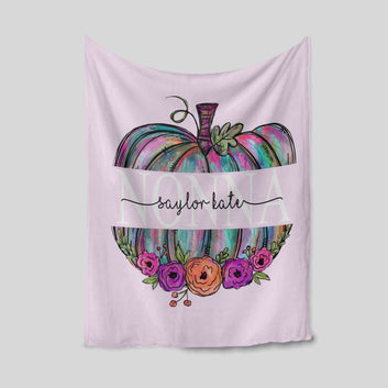 Personalized Name Blanket, Nonna Blanket, Pumpkin Blanket, Flower Blanket, Family Blanket, Gift Blanket
