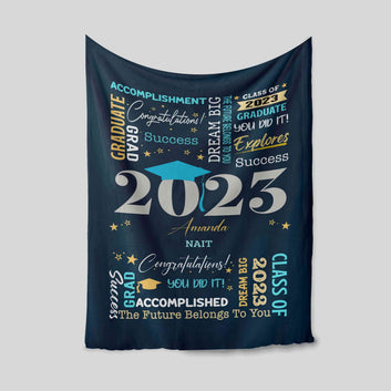 Graduation Blanket, Congratulation Blanket, The Future Belongs To You Blanket, Custom Name Blanket, Blanket For Graduate