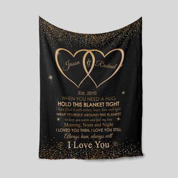 Personalized Name Blanket, Anniversary Blanket, Couple Blanket, Heart Blanket, Blanket For Gift