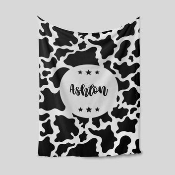 Personalized Name Blanket, Dairy Cow Blanket, Star Blanket, Family Blanket, Gift Blanket