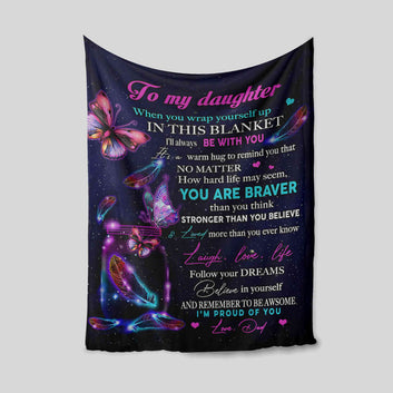 To My Daughter Blanket, Butterfly Blanket, Colorful Blanket, Custom Name Blanket, Family Blanket, Gift Blanket