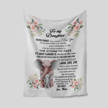 To My Daughter Blanket Blanket, Flower Blanket, Elephant Blanket, Custom Name Blanket, Family Blanket, Gift Blanket