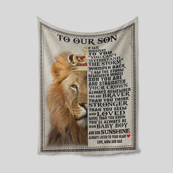 To Our Son Blanket, Lion Blanket, Crown Royal Blanket, Custom Name Blanket, Family Blanket, Gift Blanket