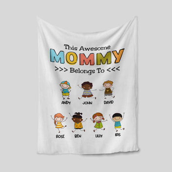 This Awesome Mommy Belongs To Blanket, Mommy Blanket, Child Blanket, Personalized Name Blanket, Family Blanket, Gift Blanket