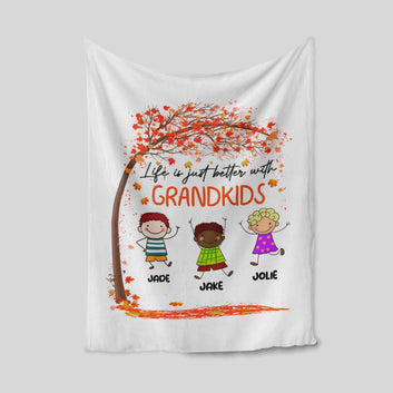 Life Is Just Better With Grandkids Blanket, Child Blanket, Grandkid Blanket, Custom Name Blanket, Gift Blanket