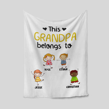 This Grandpa Belongs To Blanket, Child Blanket, Grandpa Blanket, Custom Name Blanket, Family Blanket